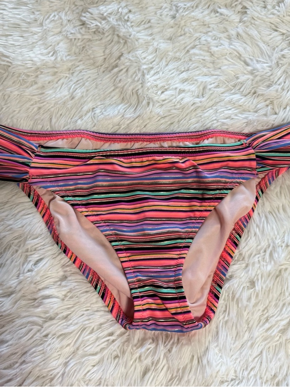 Victoria’s Secret Women’s Multicolor Stripe Bikini Bottom swim knockout large